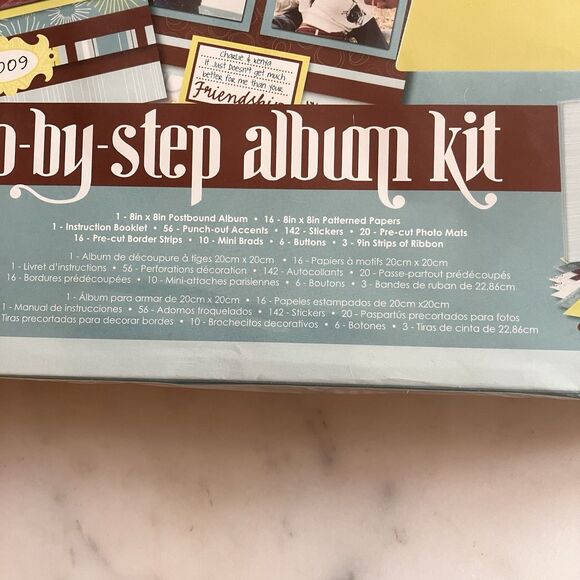 Colorbok One Hour Step X Step Scrapbook Kit 8”x 8” Album Over 250 Pieces Blue - Picture 3 of 7